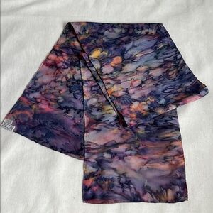 Casual Corner 100% Pure Silk Multicolor Hand Ice Dyeing Scarf Hand Rolled